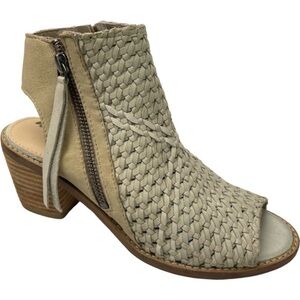 Sam Edelman Ankle peep toe booties sandals 6.5 Leather Beige Block heel